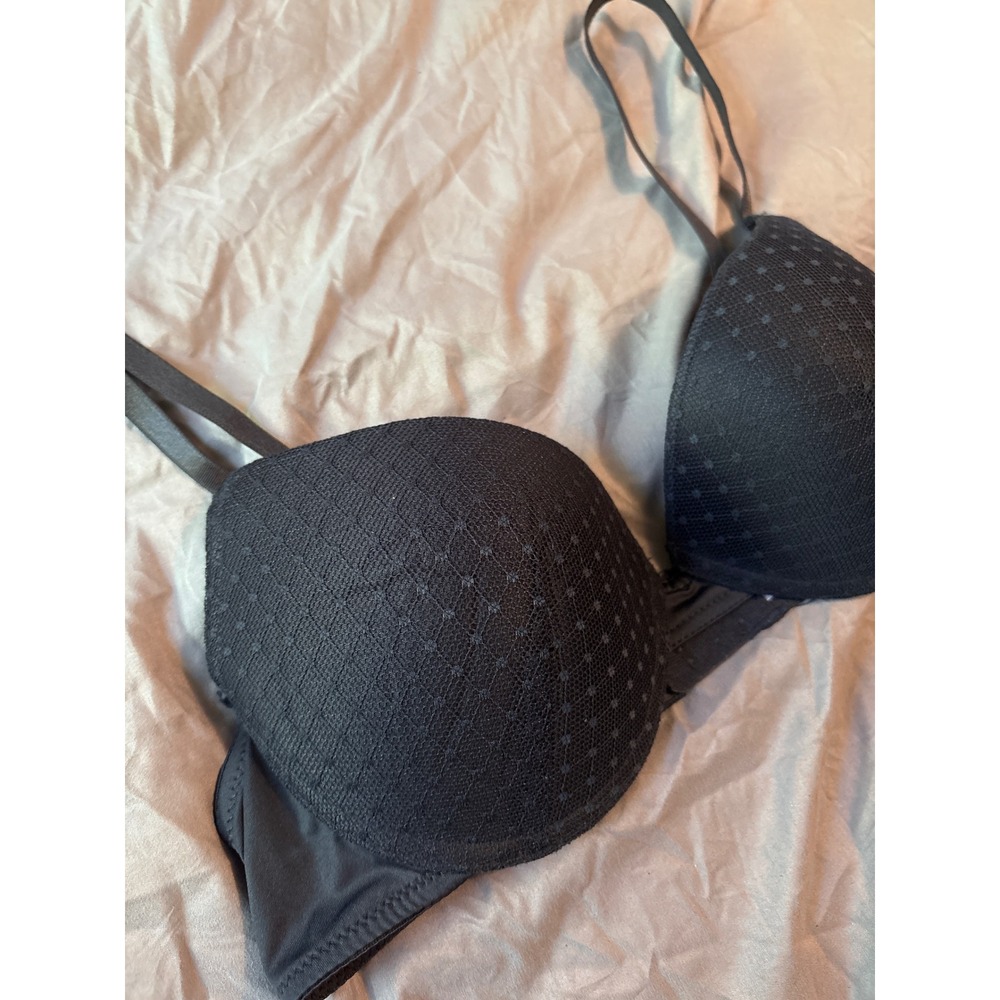 Navy Blue Polka Dot Ultra Push-up Underwire Bra, 36B - Picture 2 of 5